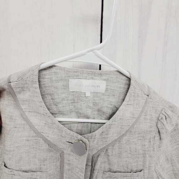 Olive Des Olive Linen Short Hem 3/4th Sleeve Sophisticated Blazer Womens Small - Picture 5 of 5